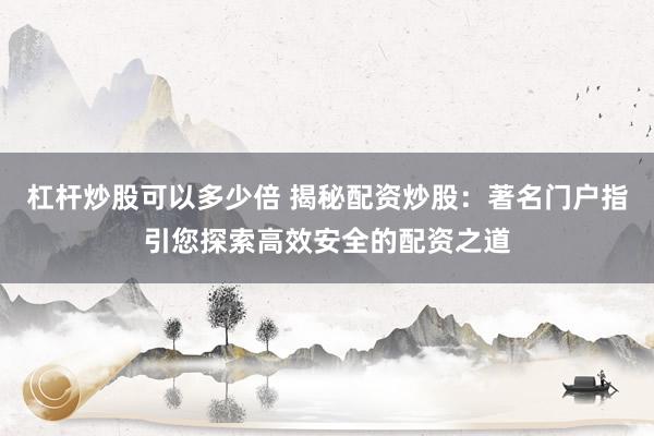 杠杆炒股可以多少倍 揭秘配资炒股：著名门户指引您探索高效安全的配资之道