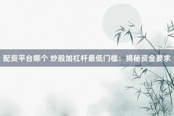配资平台哪个 炒股加杠杆最低门槛：揭秘资金要求